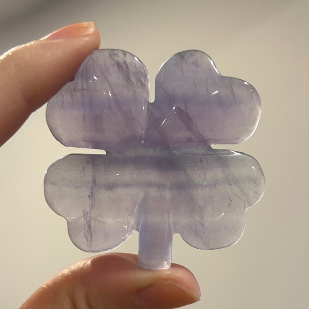Purple banded Fluorite Four-Leaf Clover Crystal